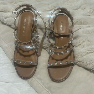 rhinestone kitten heel sandals